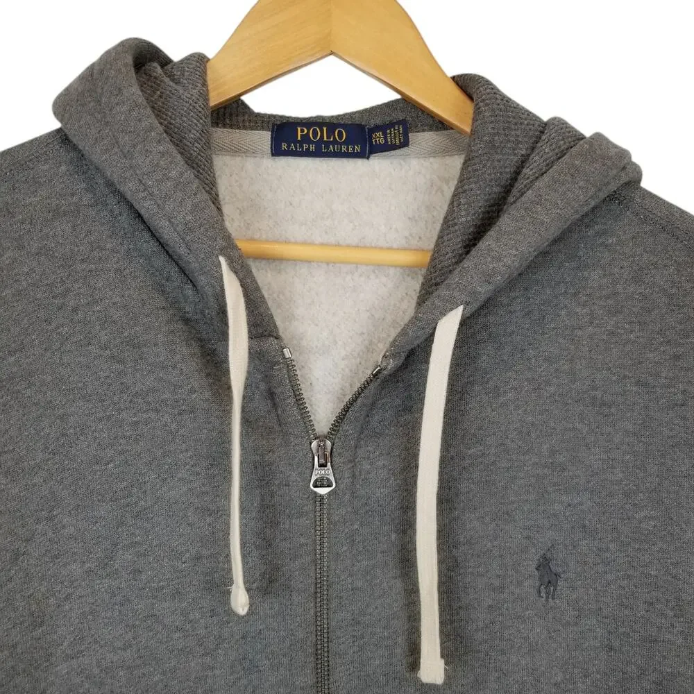 Polo Ralph Lauren Men's Gray Fleece Lined Full Zip Hoodie Size XXL